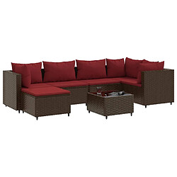 vidaXL Salon de jardin avec coussins 7 pcs marron résine tressée