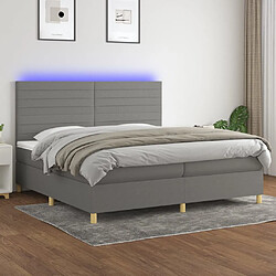 vidaXL Sommier à lattes de lit et matelas et LED Gris foncé 200x200 cm 