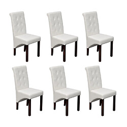 Decoshop26 Lot de 6 chaises de salle à manger cuisine capitonné design classique en synthétique blanc CDS022167