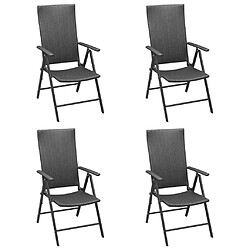 vidaXL Chaises de jardin lot de 4 Résine tressée Noir 