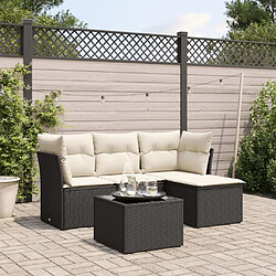 Maison Chic Salon de jardin 5 pcs avec coussins | Ensemble de Table et chaises | Mobilier d'Extérieur noir résine tressée -GKD94130