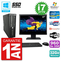 PC HP Z220 SFF Ecran 27" Core i7-3770 RAM 32Go SSD 960Go Graveur DVD Wifi W7 - Occasion