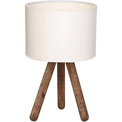 Hanah Home Lampe à poser e bois et tissu Carla crème. Lampe à poser e bois et tissu Carla crème