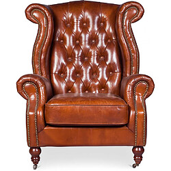 ICONIK INTERIOR Fauteuil Design Churchill Lounge Marron vieilli