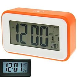 Wewoo Réveil Orange grand écran multifonction avec calendrier et lumière LCD Snooze Touch