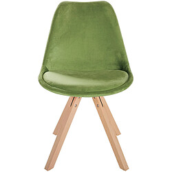 Decoshop26 Chaise de salle à manger x1 style scandinave en velours vert clair pieds en bois clair 10_0001470