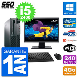 PC Lenovo M81 SFF Ecran 22" Intel Core i5-2400 RAM 4Go SSD 240Go Windows 10 Wifi · Occasion 