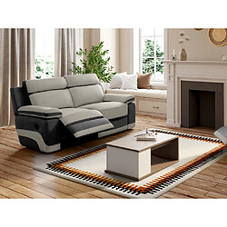 Vente-Unique Canapé 3 places relax en microfibre gris clair et bandes anthracites TALCA 