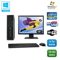 Lot PC HP Elite 8100 SFF Intel Core i5 3.2GHz 16Go 2To Graveur WIFI W7 Ecran 19 · Occasion 