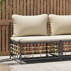 Maison Chic Canapé central de jardin avec coussin | Canapé Sofa d'extérieur | Fauteuil terrasse beige résine tressée -MN57056