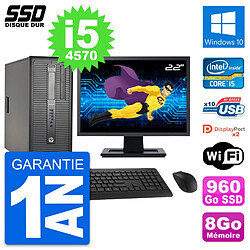 PC Tour HP ProDesk 600 G1 Ecran 22" i5-4570 RAM 8Go SSD 960Go Windows 10 Wifi · Occasion 