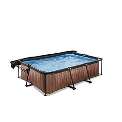 EXIT Piscine Wood 220x150x65cm avec voile d'ombrage et pompe filtrante - marron