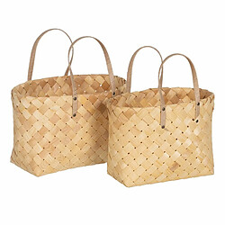 BigBuy Home Set de basket Naturel Bois 50 x 22 x 28 cm (2 Unités)