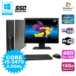 Lot PC HP Elite 8300 SFF I5-3470 3.2GHz 16Go 480Go SSD Graveur Wifi W7+ Ecran 19 · Occasion 