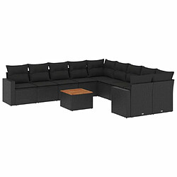 Maison Chic Salon de jardin 11 pcs avec coussins, Ensemble Tables et chaises d'extérieur noir résine tressée -GKD429660