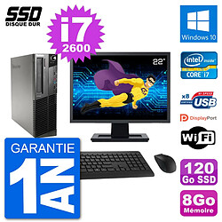 PC Lenovo M91p SFF Ecran 22" Intel i7-2600 RAM 8Go SSD 120Go Windows 10 Wifi · Occasion 