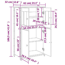 vidaXL Buffet haut chêne fumé 62x32x106,5 cm bois d'ingénierie pas cher