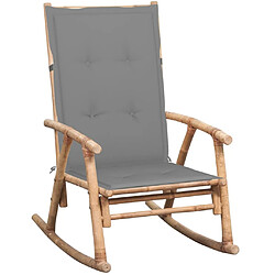 Maison Chic Chaise à bascule avec coussin | Fauteuil à bascule Rocking chair Bambou -GKD71945