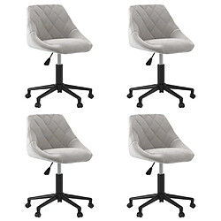 vidaXL Chaises pivotantes à manger lot de 4 gris clair velours 