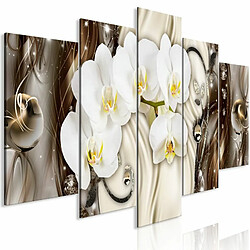 Paris Prix Tableau Orchid Waterfall 5 Panneaux Wide Brown 100x225cm 