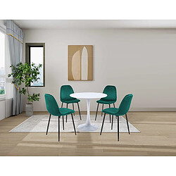 Hooma Lot de 4 chaises scandinaves confortables en velours et métal - Vert