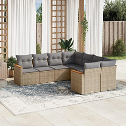 Maison Chic Salon de jardin avec coussins 8 pcs | Ensemble de Table et chaises | Mobilier d'Extérieur beige résine tressée -GKD15573