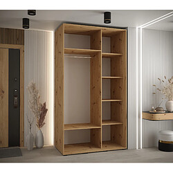 Avis Abiks Meble Armoire à portes coulissantes Davos 3 235.2 x 130 x 60 2 portes coulissante (Chêne artisan/Noir/Noir)