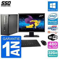 PC Tour HP EliteDesk 800 G1 Ecran 27" G3220 RAM 32Go SSD 480Go Windows 10 Wifi · Occasion 