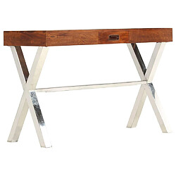 Helloshop26 Bureau table meuble travail informatique bois d'acacia et finition en sesham 110 cm 0502092 