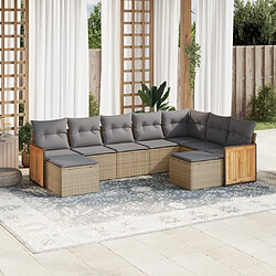 Maison Chic Salon de jardin avec coussins 9 pcs | Ensemble de Table et chaises | Mobilier d'Extérieur beige résine tressée -GKD55953