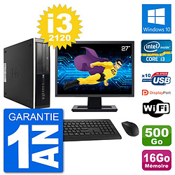 PC HP 8300 SFF Ecran 27" Intel i3-2120 RAM 16Go Disque 500Go Windows 10 Wifi · Occasion 