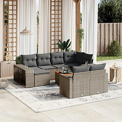 vidaXL Salon de jardin 11 pcs avec coussins gris résine tressée 