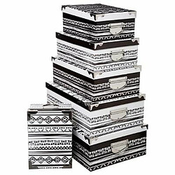 Lot de 6 Boîtes de Rangement Ethnique 48cm Noir 