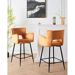 Beliani Tabouret de bar Set de 2 Velours Orange SANILAC