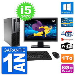 PC Lenovo M92p SFF Ecran 19" Intel i5-3470 RAM 8Go Disque 1To Windows 10 Wifi - Occasion