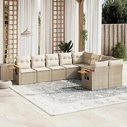 Maison Chic Salon de jardin avec coussins 9 pcs | Ensemble de Table et chaises | Mobilier d'Extérieur beige résine tressée -GKD87229