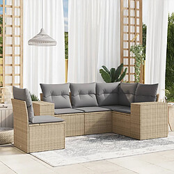 vidaXL Salon de jardin avec coussins 5 pcs beige résine tressée