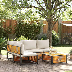 vidaXL Salon de jardin avec coussins 5 pcs Bois d'acacia solide