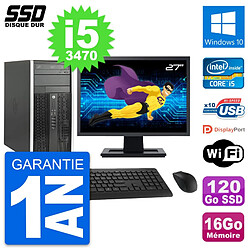 PC Tour HP 6300 CMT Ecran 27" Intel i5-3470 RAM 16Go SSD 120Go Windows 10 Wifi · Occasion 