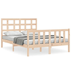 Maison Chic Cadre/structure de lit avec tête de lit pour adulte - Lit Moderne Chambre 120x200 cm bois massif -MN46863