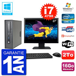 PC HP EliteDesk 800 G1 SFF Ecran 27" i7-4790 16Go Disque 2To Graveur DVD Wifi W7 - Occasion