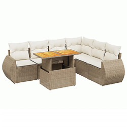 vidaXL Salon de jardin avec coussins 7 pcs beige résine tressée