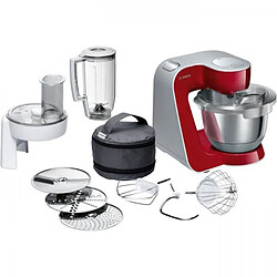 Robot de cuisine - BOSCH Kitchen machine MUM5 - Rouge foncé/silver - 1000W-7 vitesses+pulse - Bol mélangeur inox 3,9L