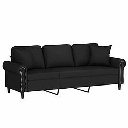 Avis Maison Chic Canapé 3 places avec oreillers,Sofa de Salon,Canapé droit décoratifs noir 180 cm velours -GKD354256