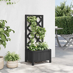 Avis Maison Chic Jardinière,Bac à fleurs avec treillis - pot de fleur noir bois massif de sapin -GKD53907