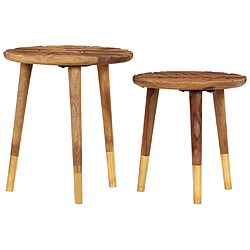 vidaXL Tables basses 2 pcs Bois massif