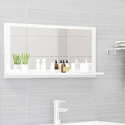 vidaXL Miroir de salle de bain Blanc brillant Bois d’ingénierie