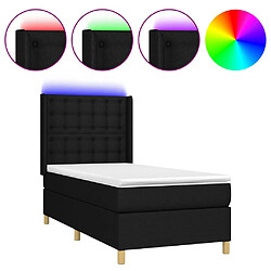 vidaXL Sommier à lattes de lit matelas et LED Noir 100x200 cm Tissu