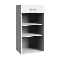 Pegane Etagère de rangement avec 1 tiroir et 2 tablettes en mélamine coloris blanc - longueur 50 x hauteur 98 x profondeur 40 cm 