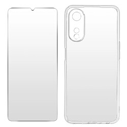 Avizar Coque pour Oppo A78 Silicone Gel et Verre Trempé 9H transparent